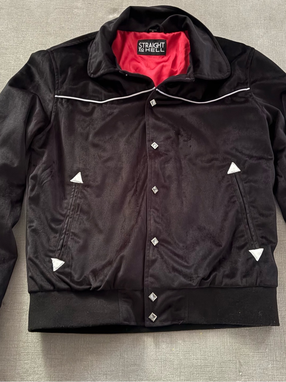 Straight to Hell Black velvet rockstar lightweight bomber jacket size Medium